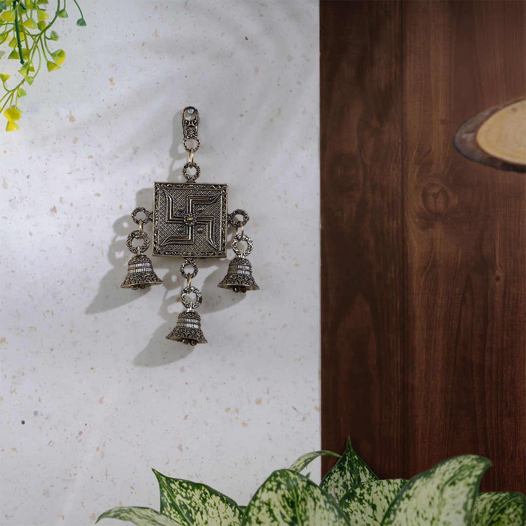 Brass Swastik Latkan With Bells