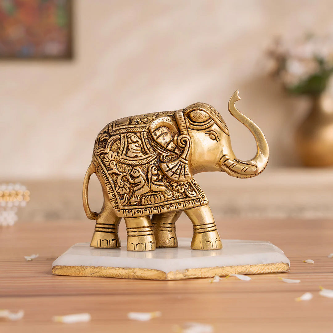 Brass Elephant Statue (4 Inch)
