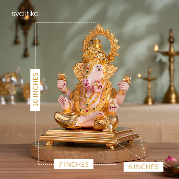 Dagdusheth Halwai Ganpati Murti - Gold Plated (10 Inch)