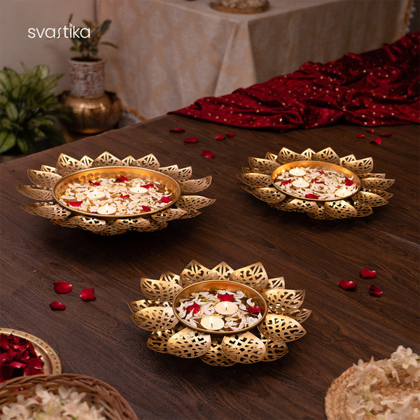 Decorative Lotus Petal Urli Bowl Set (Set of 3)