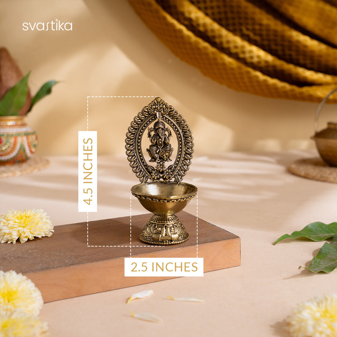 Divine Brass Ganesha Diya (4.5 Inch)