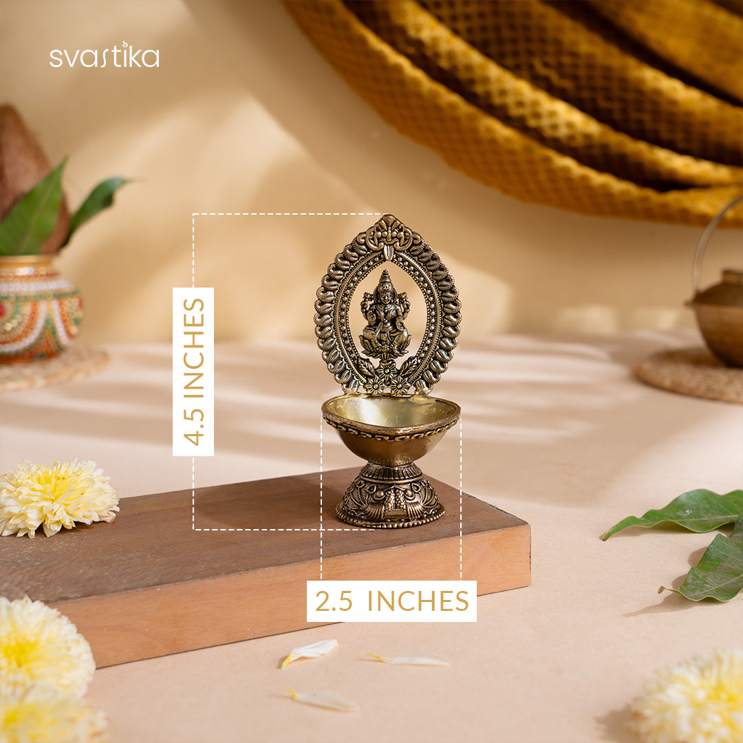 Divine Brass Lakshmi Diya (4.5 Inch)