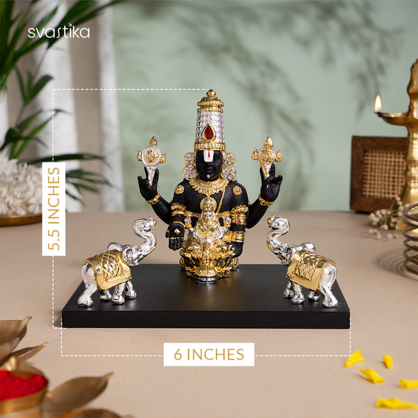 Gajalakshmi Tirupati Balaji Murti - Gold & Silver Plated (5.5 Inch)