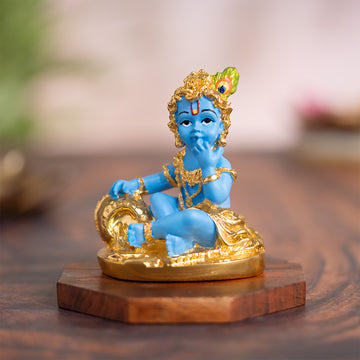 Gold Plated Laddu Gopal Krishna Murti - 3.3 Inch
