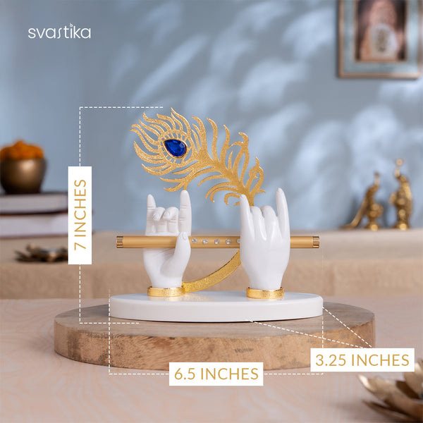 Lord Krishna's Divine Hands Idol - Gold Plated (7 Inch)