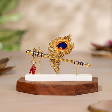 Lord Krishna's Flute & Feather Car Dashboard Idol (2.25 Inch)