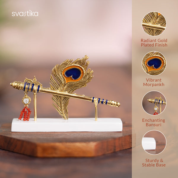 Lord Krishna's Flute & Feather Idol for Car Dashboard 