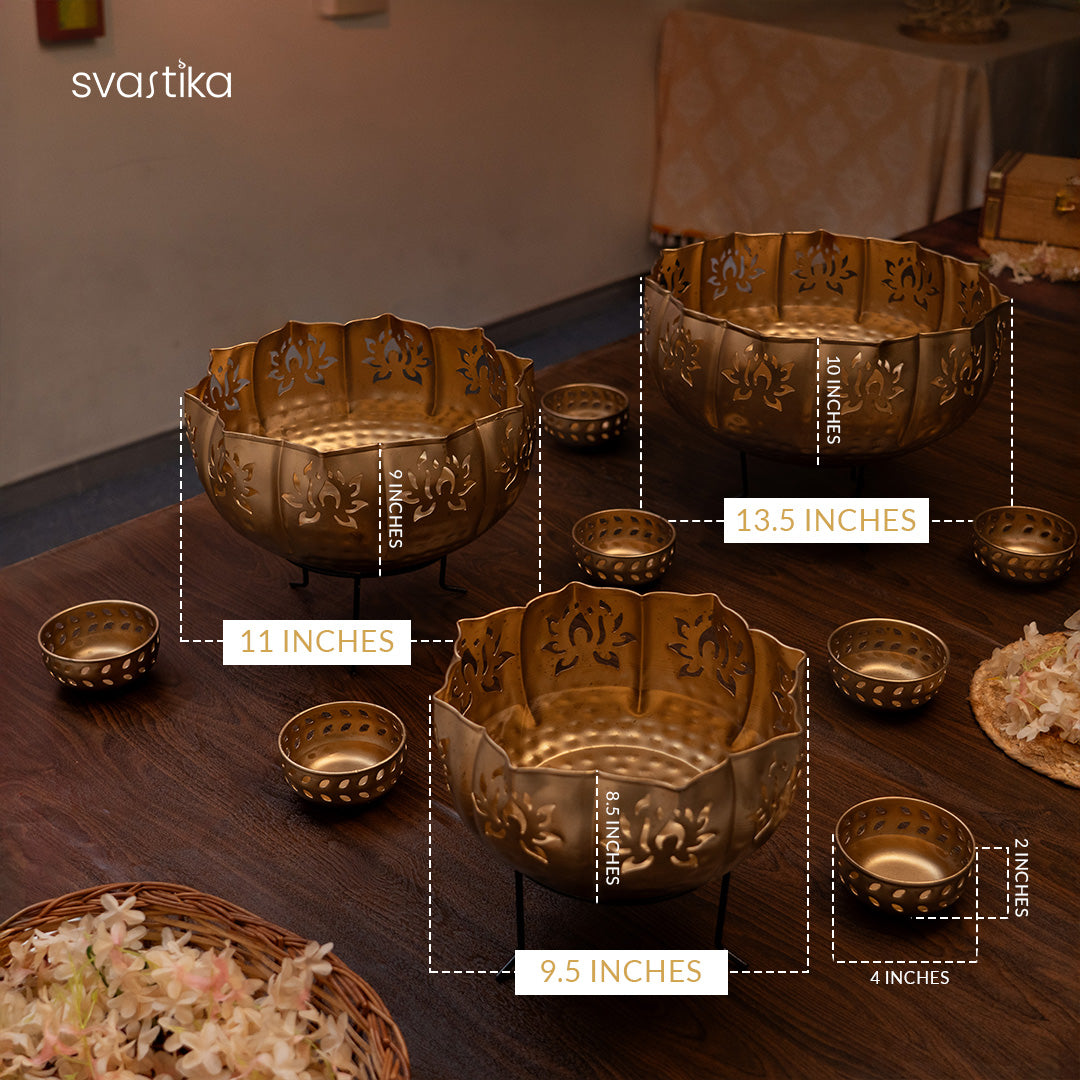 Lotus Urli Bowl with Stand (Set of 10)