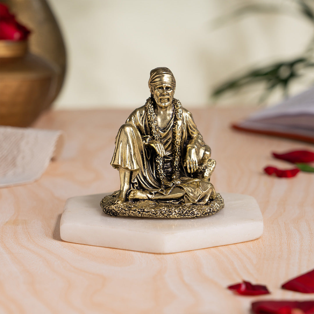 Sitting Brass Sai Baba Murti 