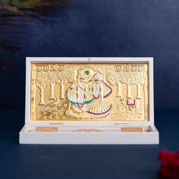 Puskara Radhe Krishna Pocket Temple - Gold Plated