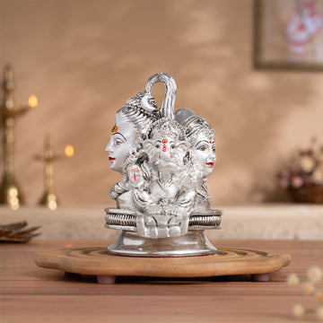 Shiv Parvati Ganesh Murti - Silver Plated (5 Inch)