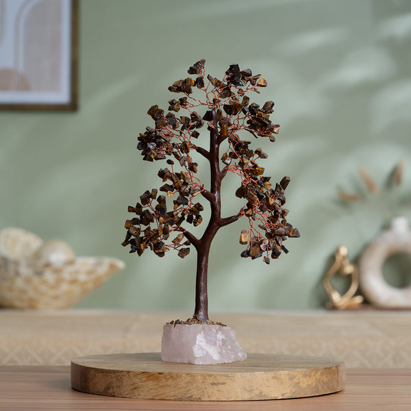 Tiger Eye Stone Crystal Tree - 300 Beads (12 Inch)