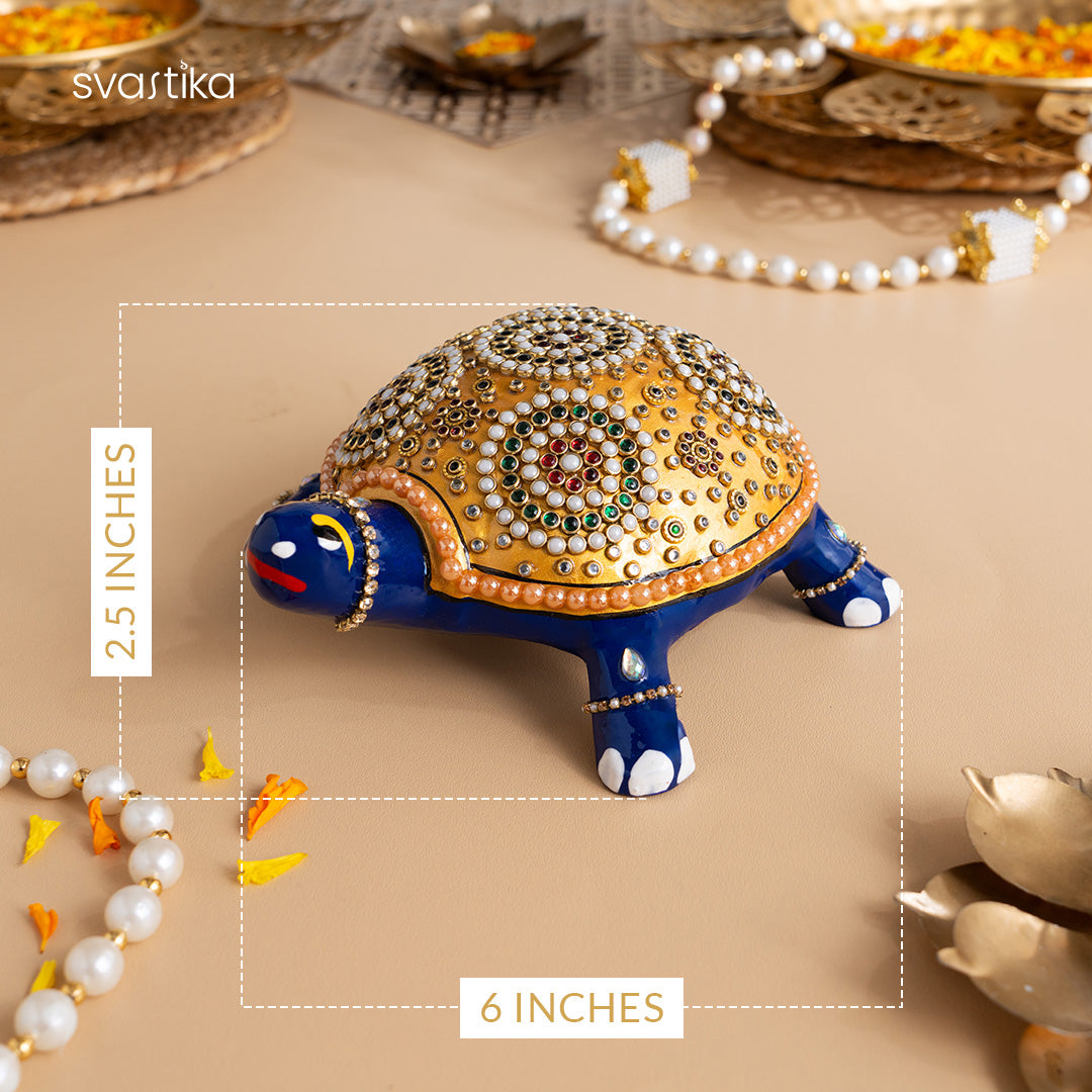 Artistic Meenakari Tortoise Statue (6 Inch)