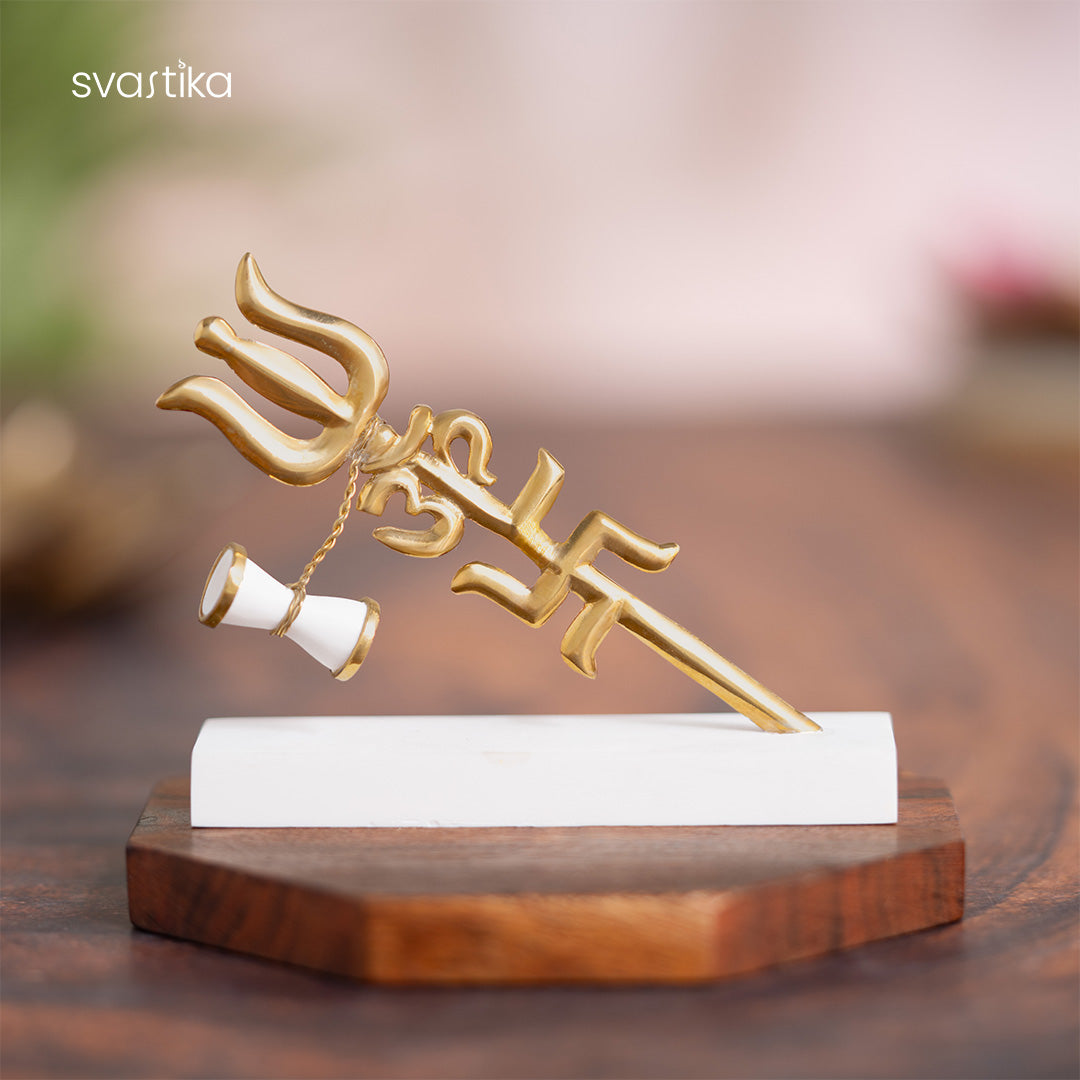 Trishul & Damroo for Car Dashboard Gold Plated 