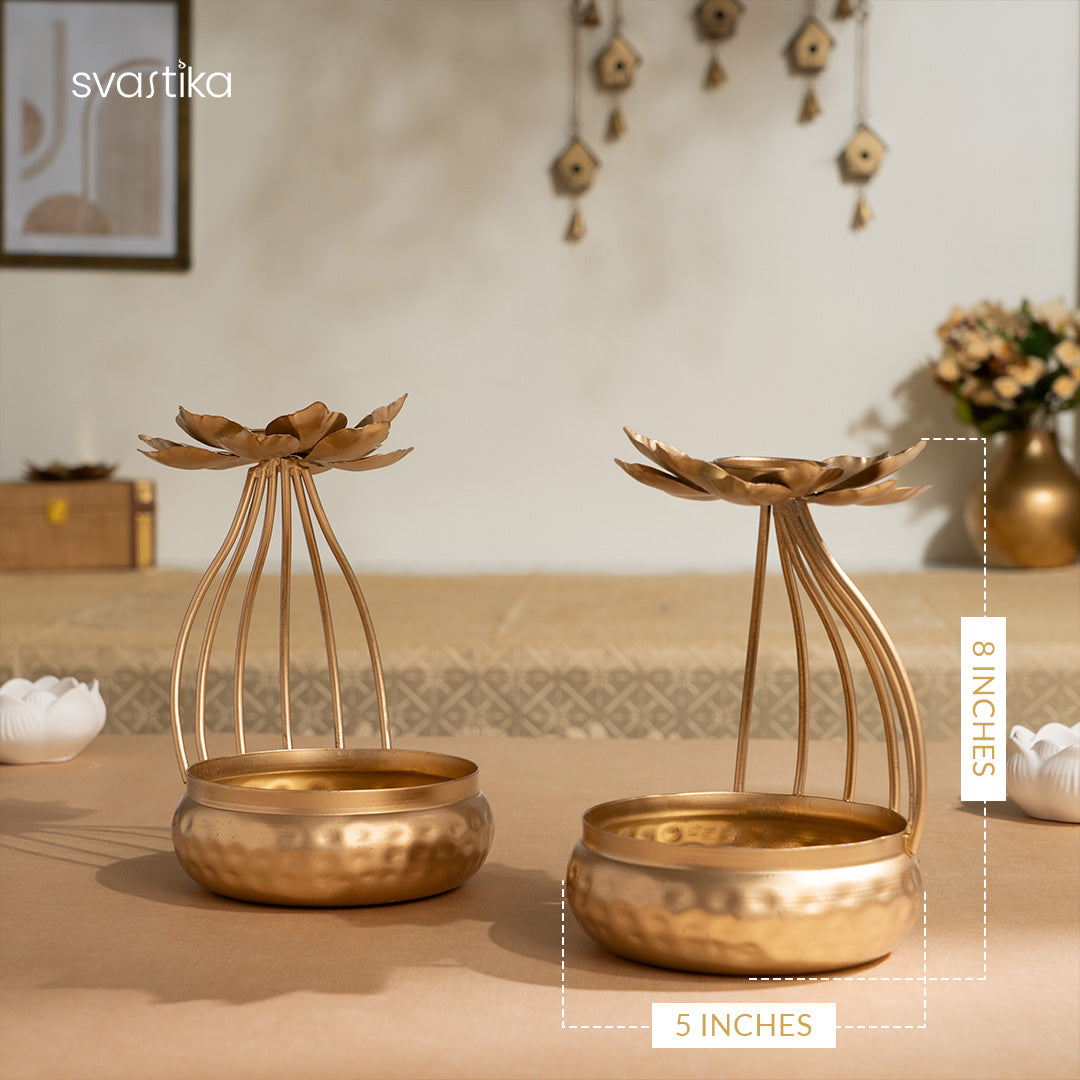 Urli Bowl with Flower Candle Holder (Set of 2)