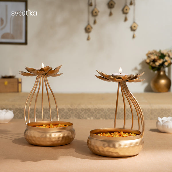 Urli Bowl with Flower Candle Holder (Set of 2)