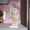 White & Gold Lord Krishna murti Playing Flute 