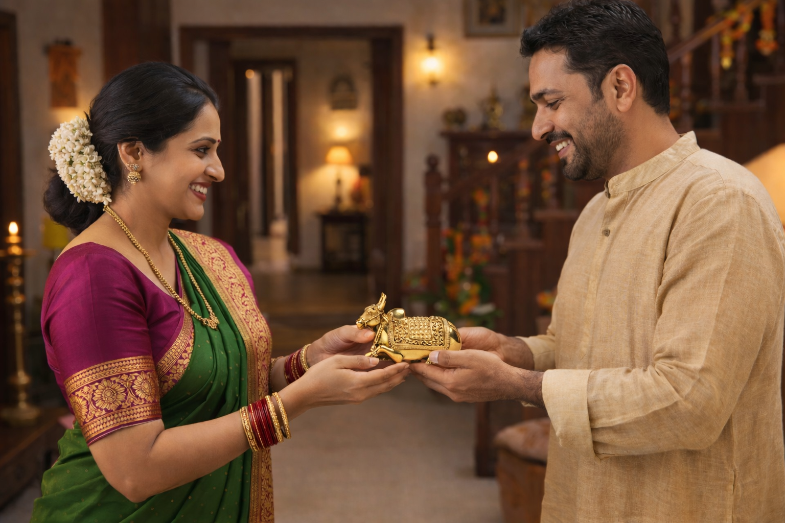 Brass Nandi Statue  | Sacred Bull of Shiva for Devotion & Strength