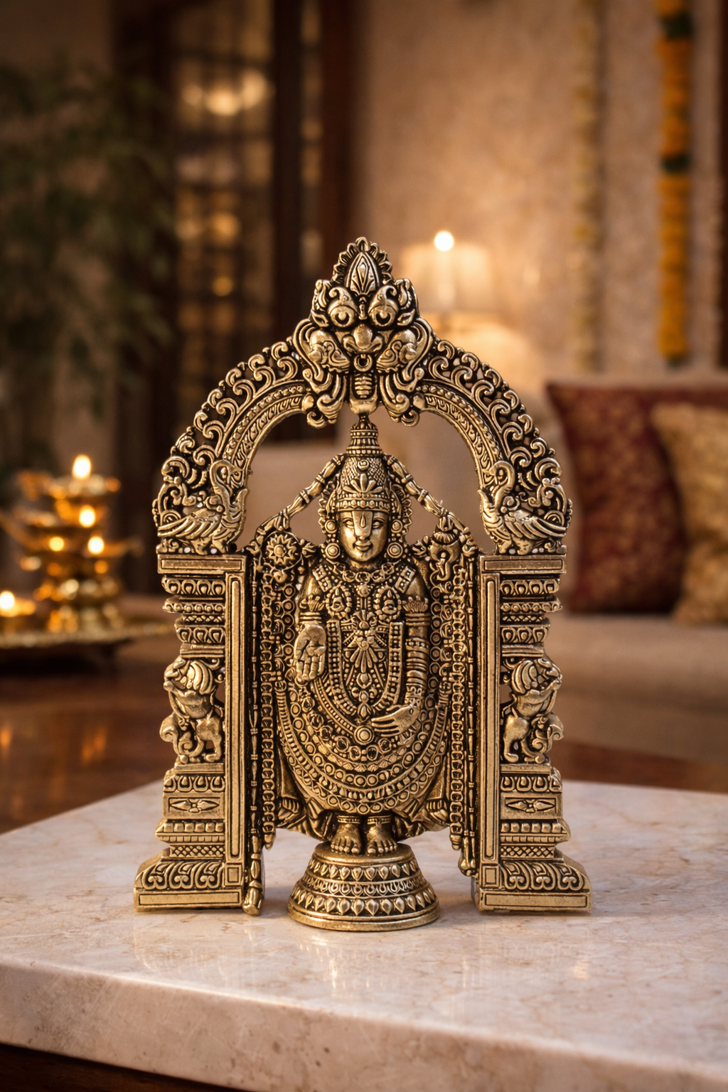 Handcrafted Tirupati Balaji Brass Idol | Divine Venkateswara Statue - 6.5"