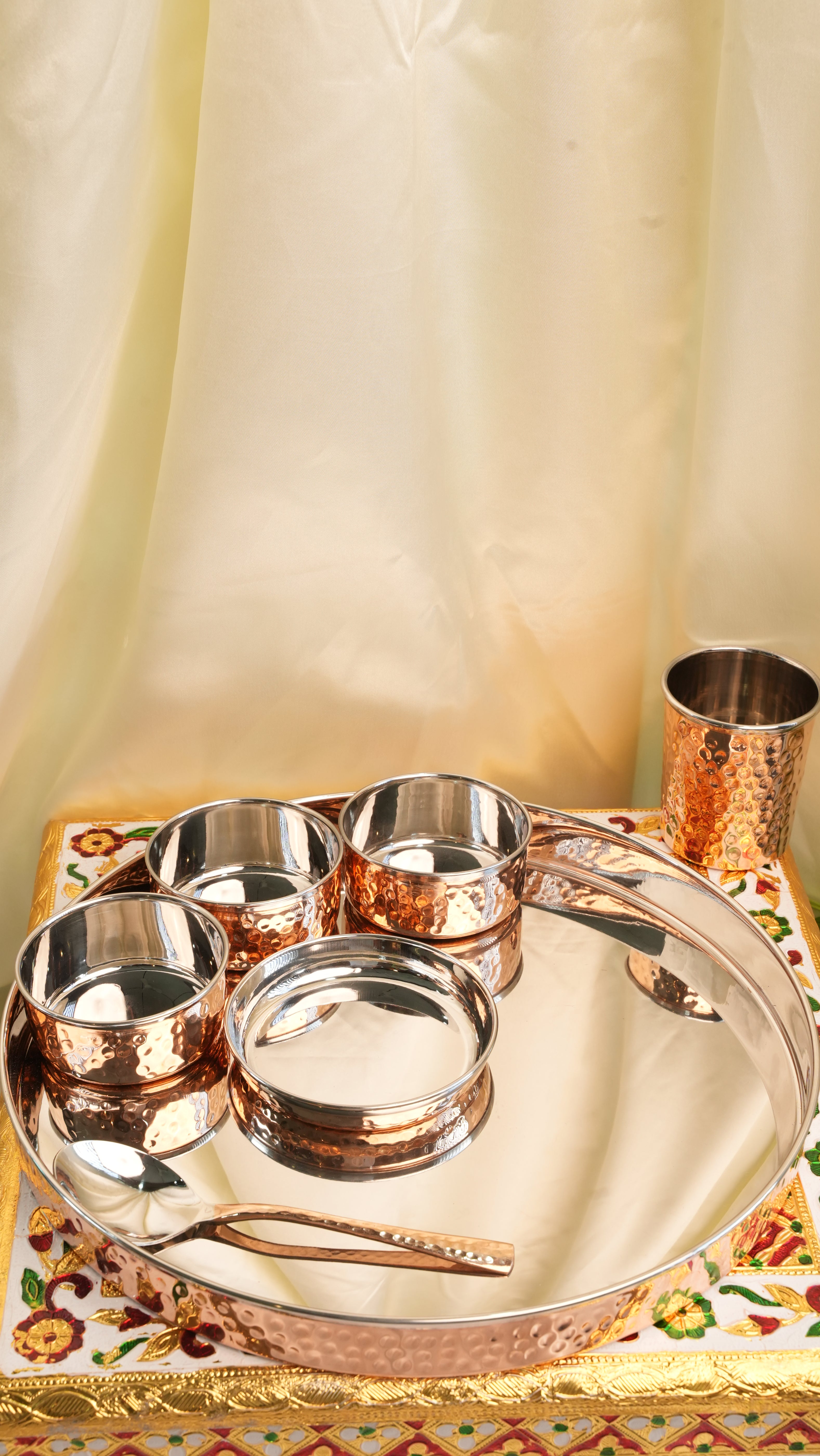 Royal Copper Thali Set - 7 PC
