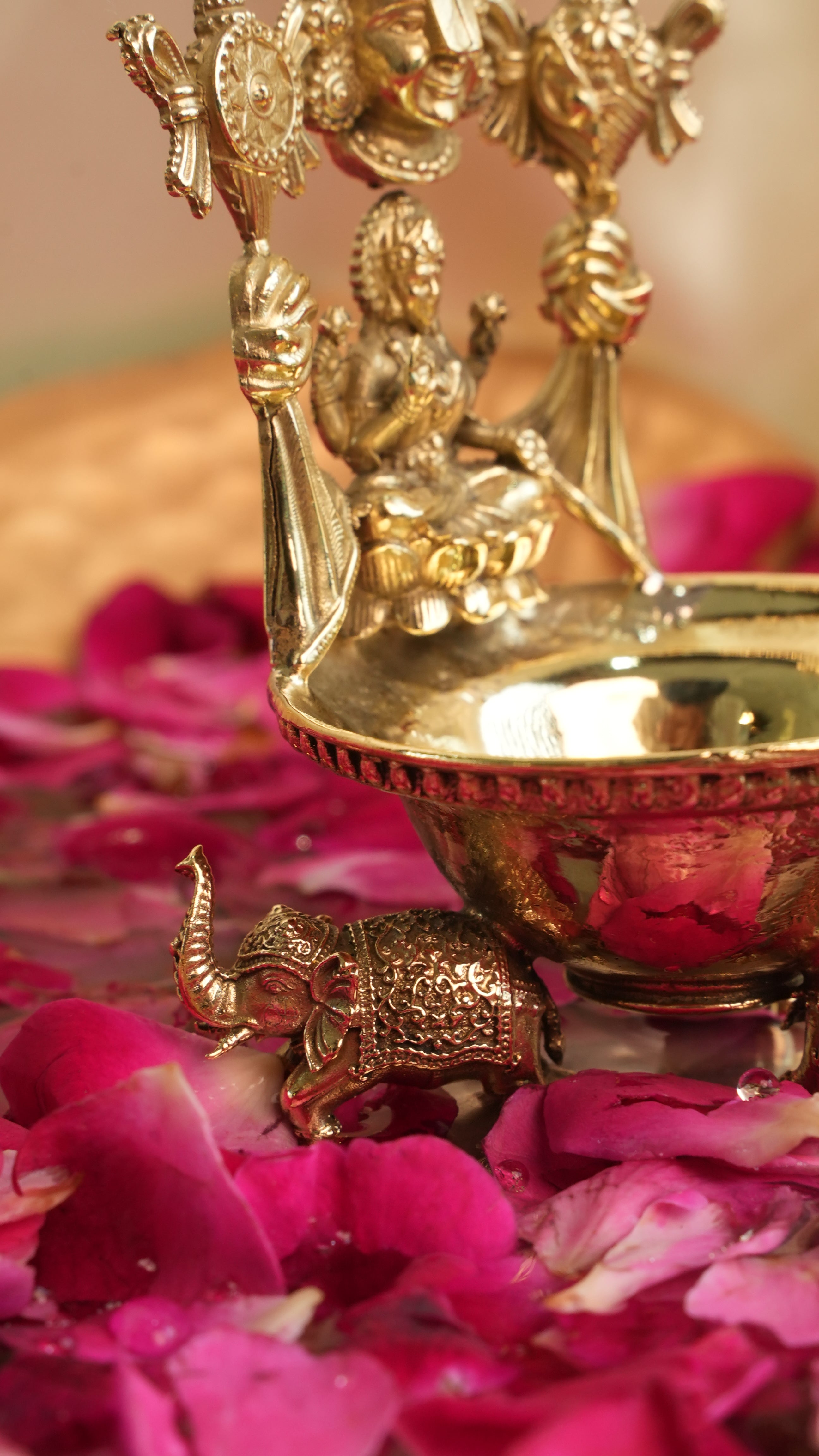 Brass Tirupati Balaji Lakshmi Diya on Elephant Base