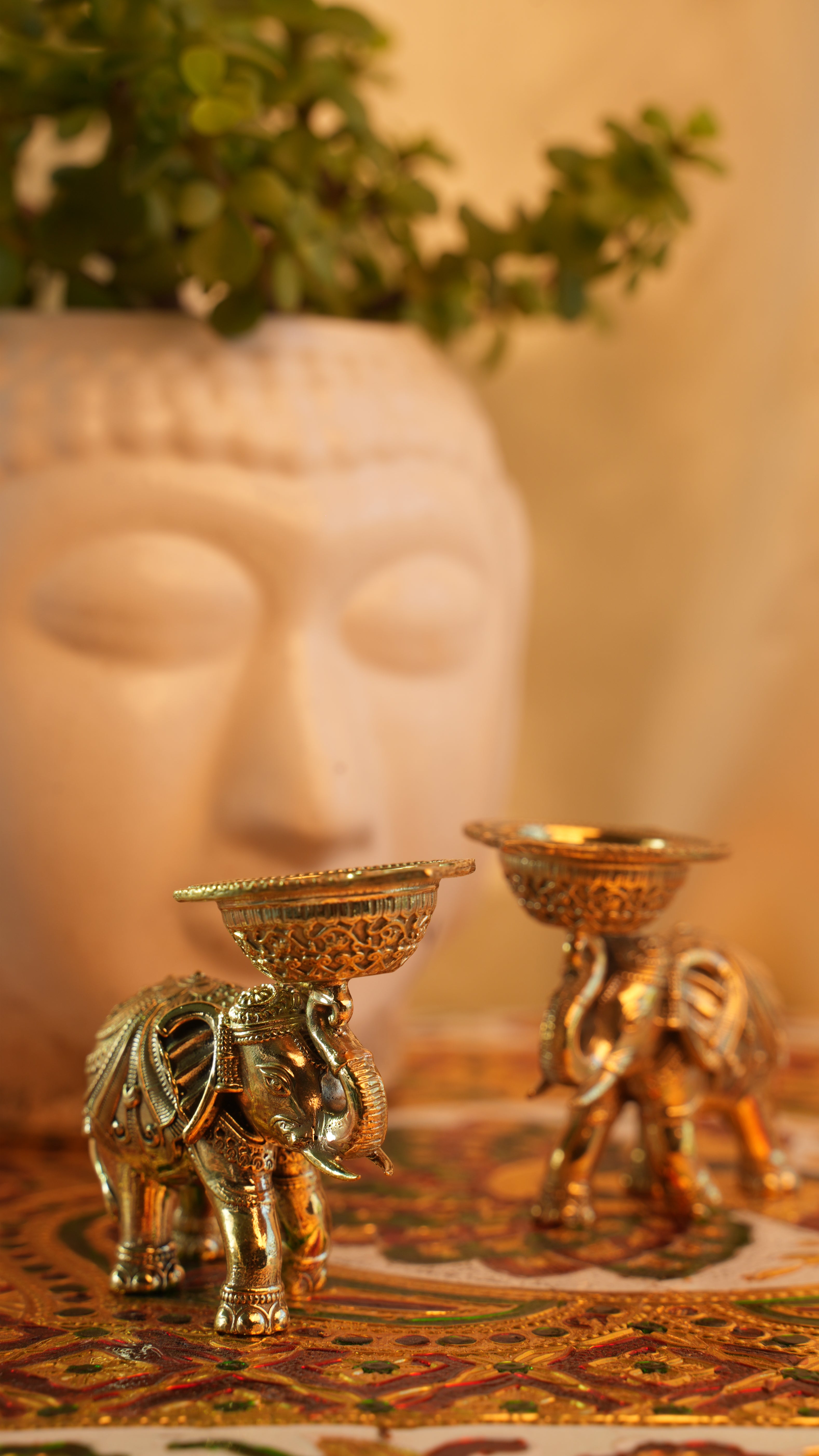 Handcrafted Brass Elephant Diya for Diwali Pooja