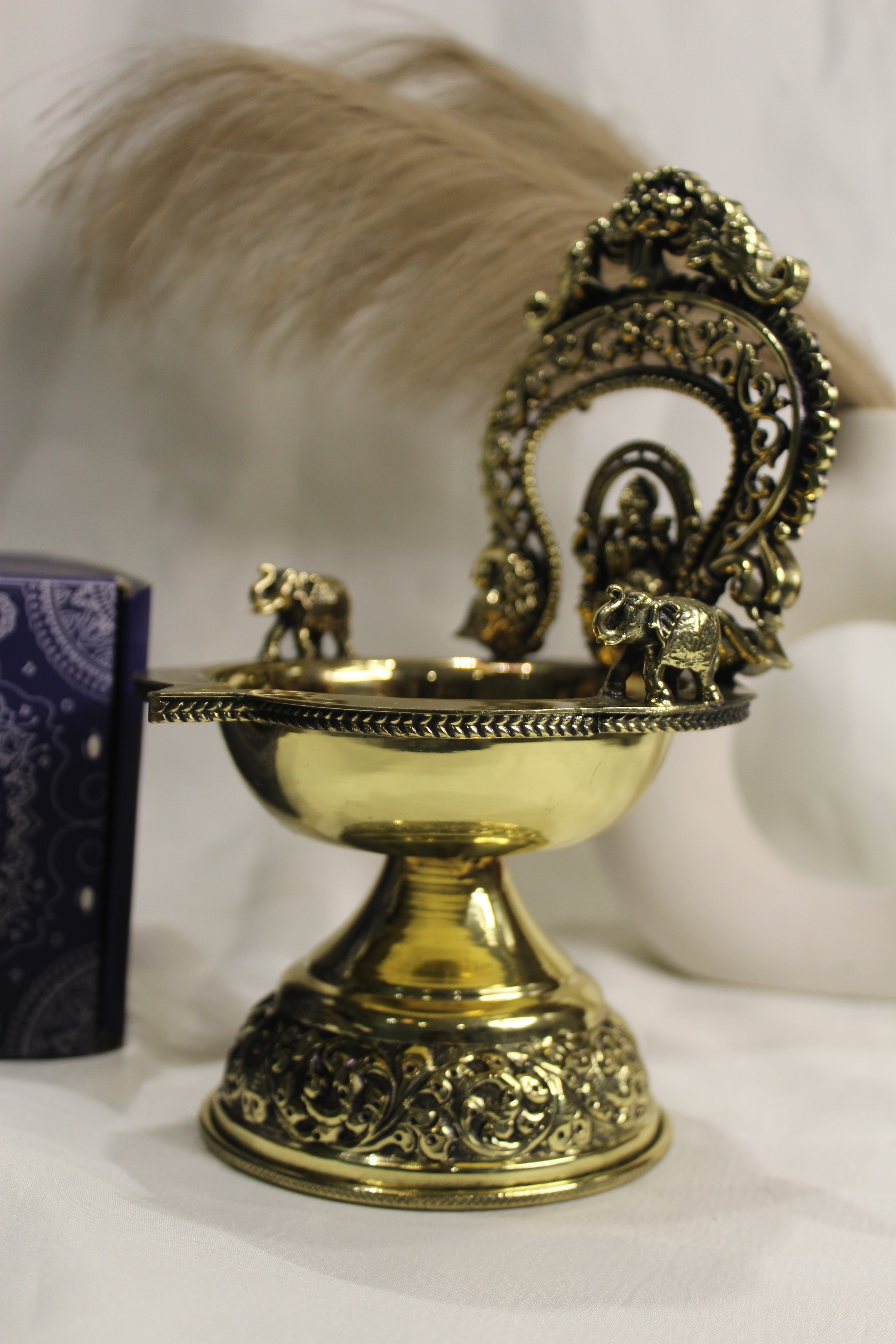 Handcrafted Brass Gaj Laxmi Diya | Temple-Style Traditional Oil Lamp