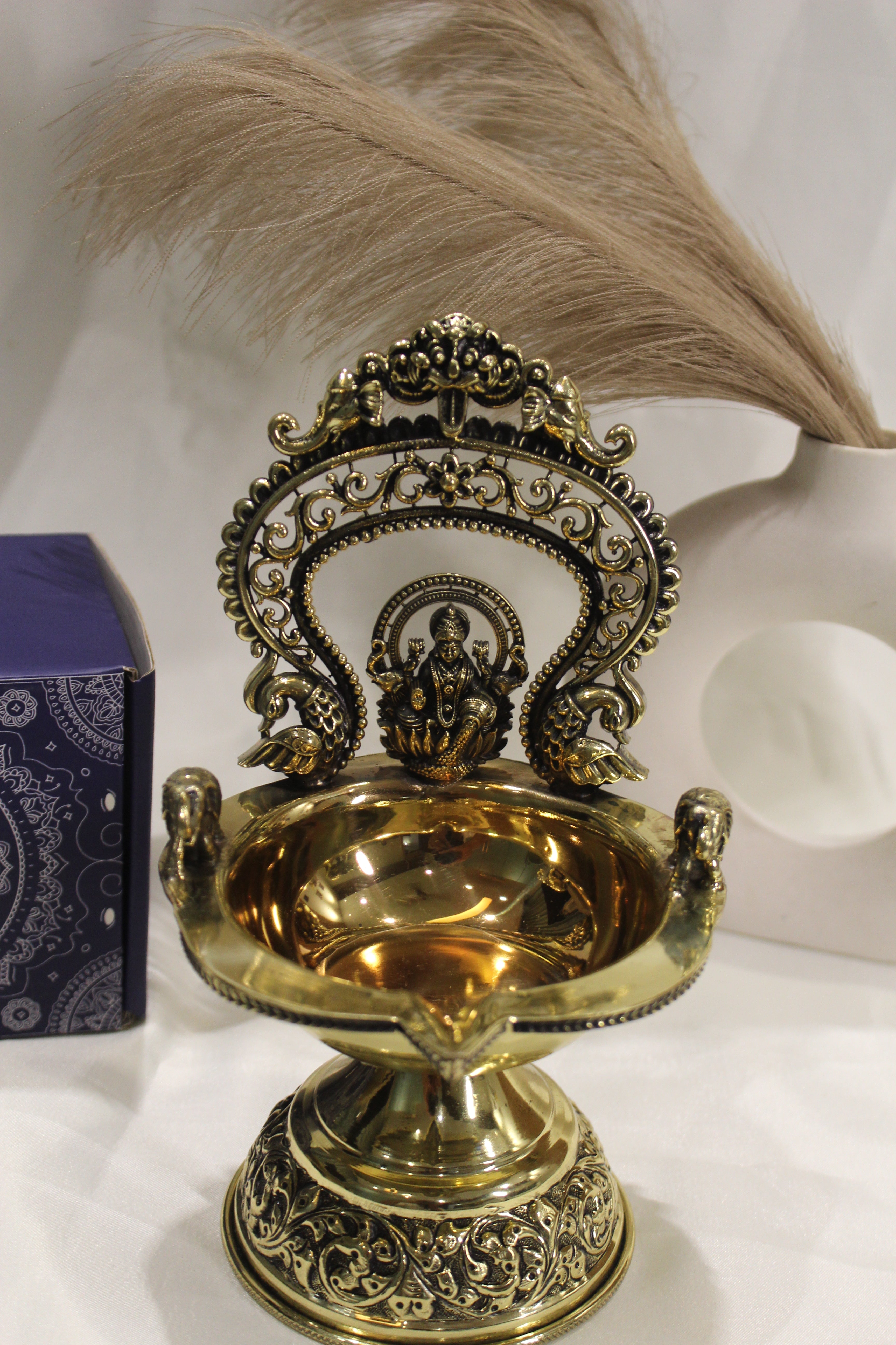 Handcrafted Brass Gaj Laxmi Diya | Temple-Style Traditional Oil Lamp