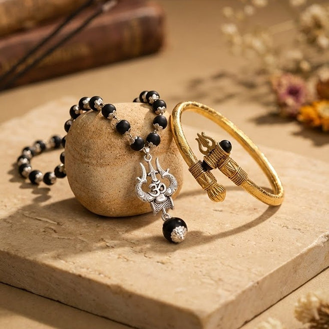 Rudra Astra Combo: Shiva Trishool Mala & Damroo Kada