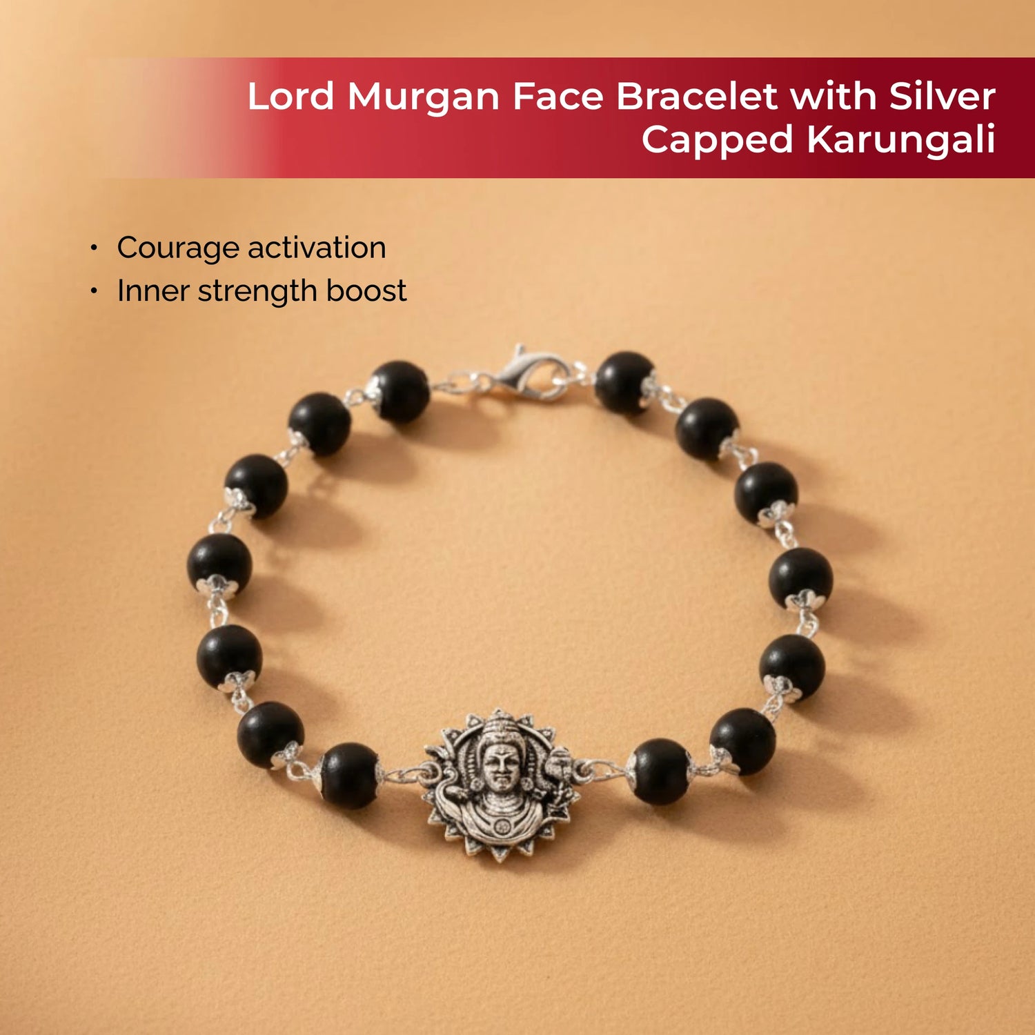 Lord Murgan Face Bracelet with Silver Capped Karungali