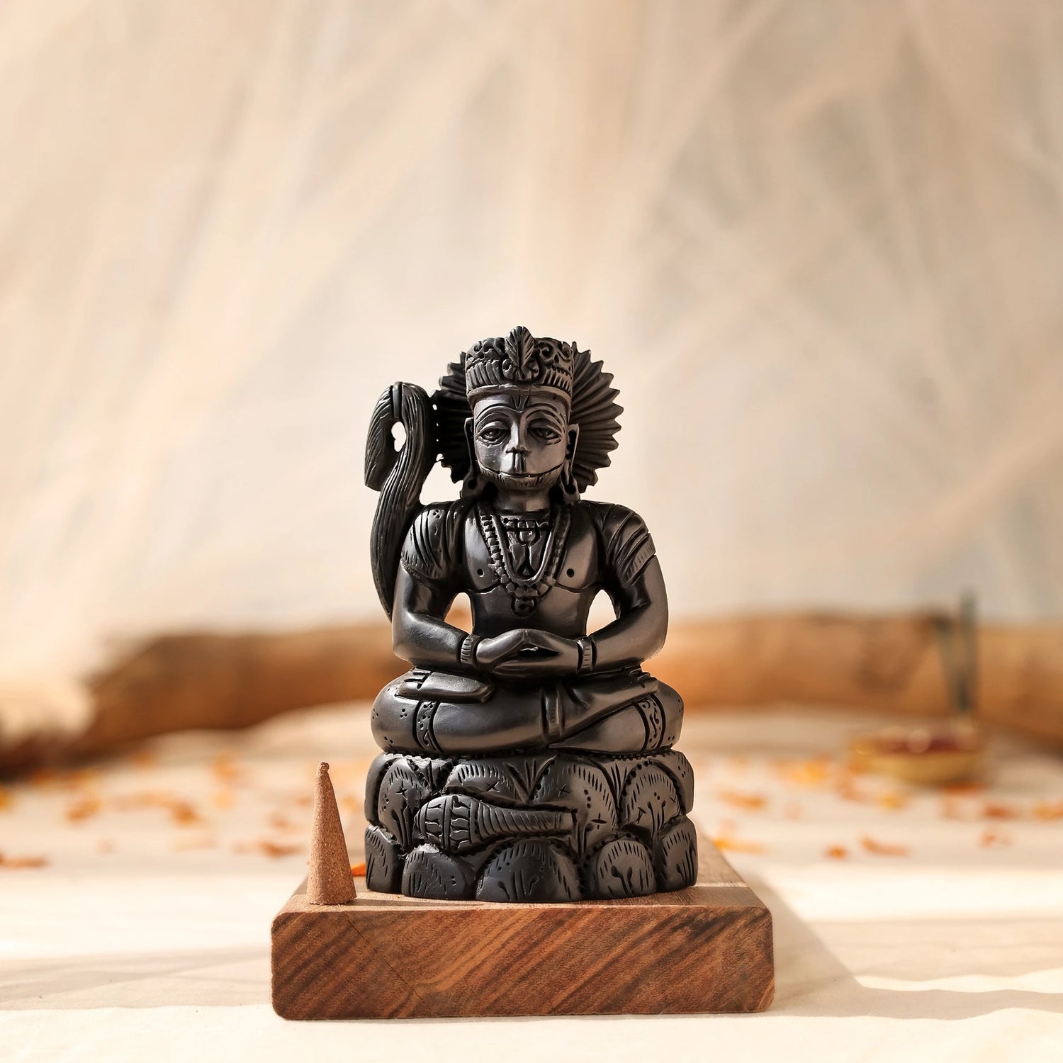Divine Hindu Lord Hanuman Ji Karungali Idol – Ebony Wood