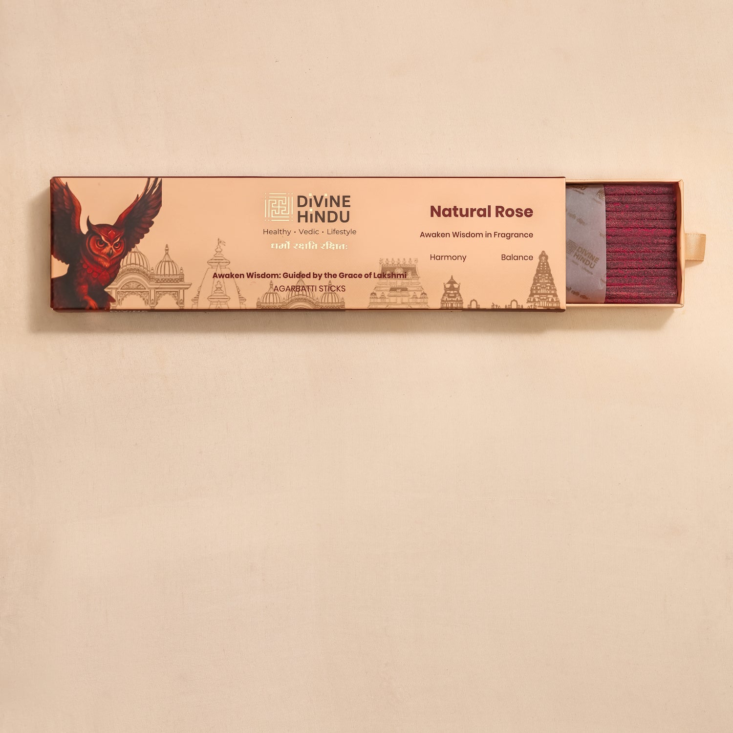 Divine Hindu Natural Rose Agarbatti / Incense Sticks (Pack of 30)