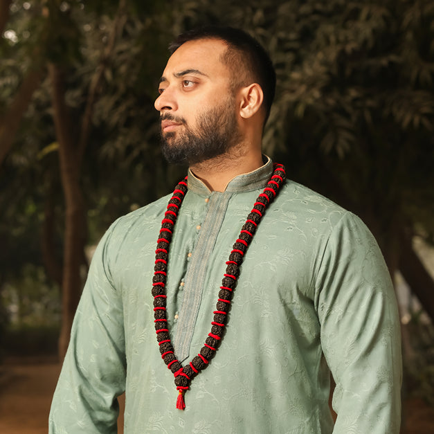 5 Mukhi Rudraksha Kantha Mala - 54+1 Beads | Natural & Lab-Certified