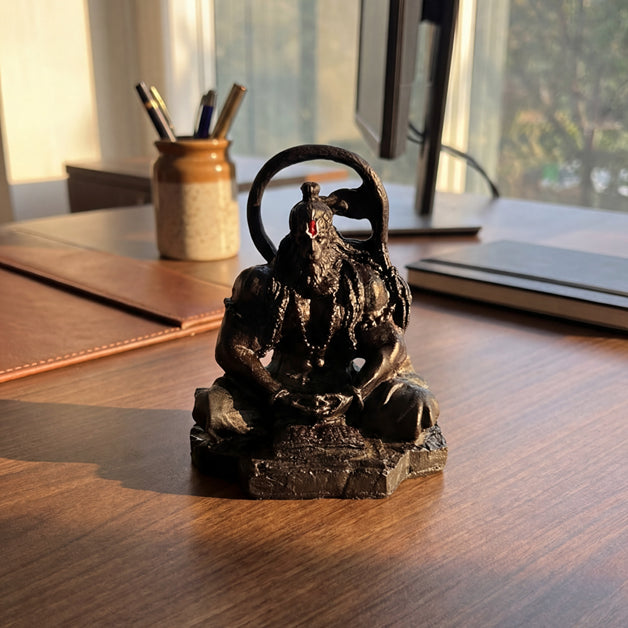 Black Hanuman Ji Idol with Tilak - Perfect for Car & Office Desks