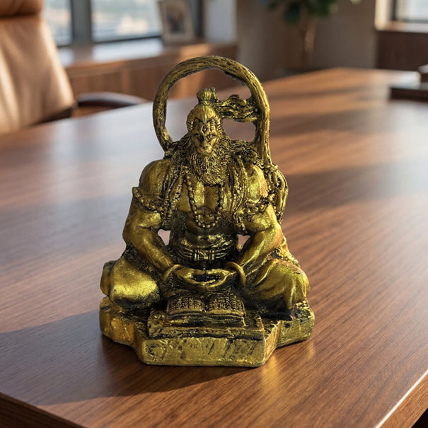 Hanuman Ji Idol: Resin Copper Finish for Home, Office & Car