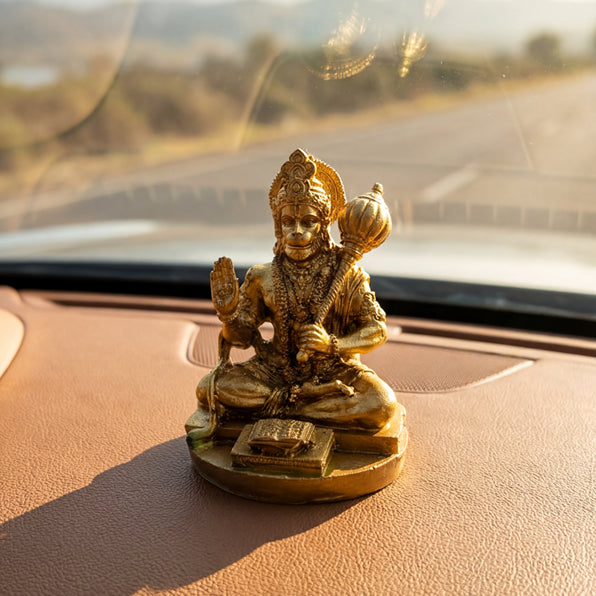 Gold Finish Resin Lord Hanuman Ji: For Home, Office & Car
