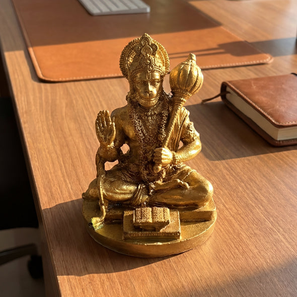 Gold Finish Resin Lord Hanuman Ji: For Home, Office & Car