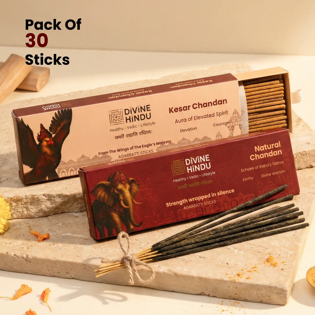 Natural Kesar Chandan & Chandan Agarbatti / Incense Sticks (Pack of 30)