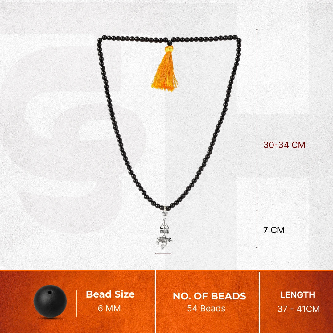 Original Karungali Malai with Shiv Trishul & Nandi Pendant