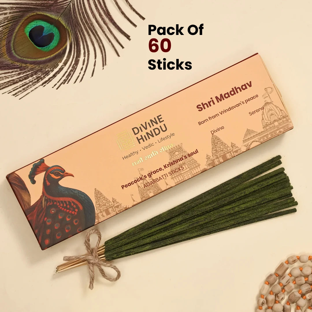 Divine Hindu Shri Madhav Agarbatti / Incense Sticks (Pack of 60)