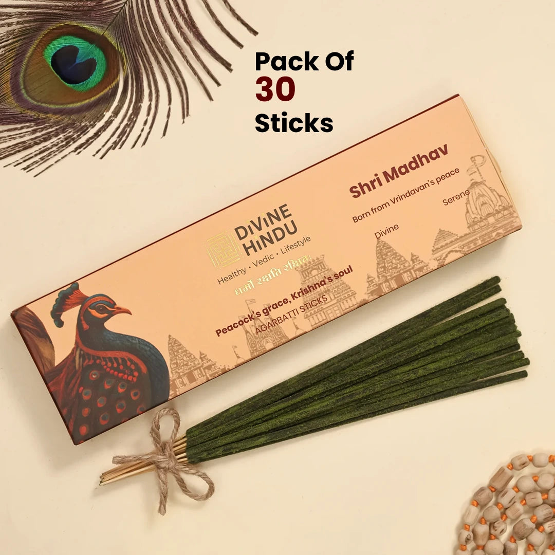 Divine Hindu Shri Madhav Agarbatti / Incense Sticks (Pack of 30)
