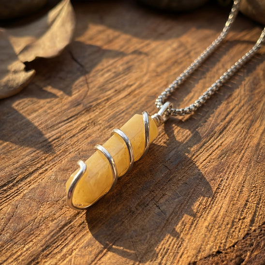 Yellow Aventurine Stone Locket with Chain