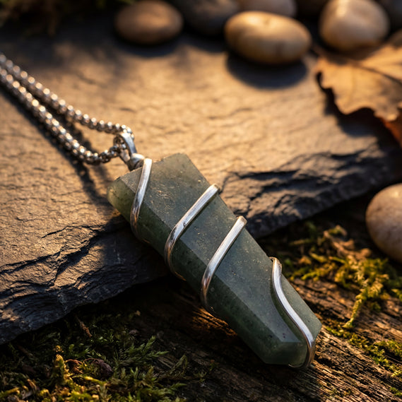 Green Aventurine Stone Locket with Chain