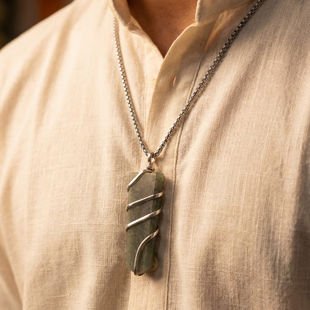 Green Aventurine Stone Locket with Chain