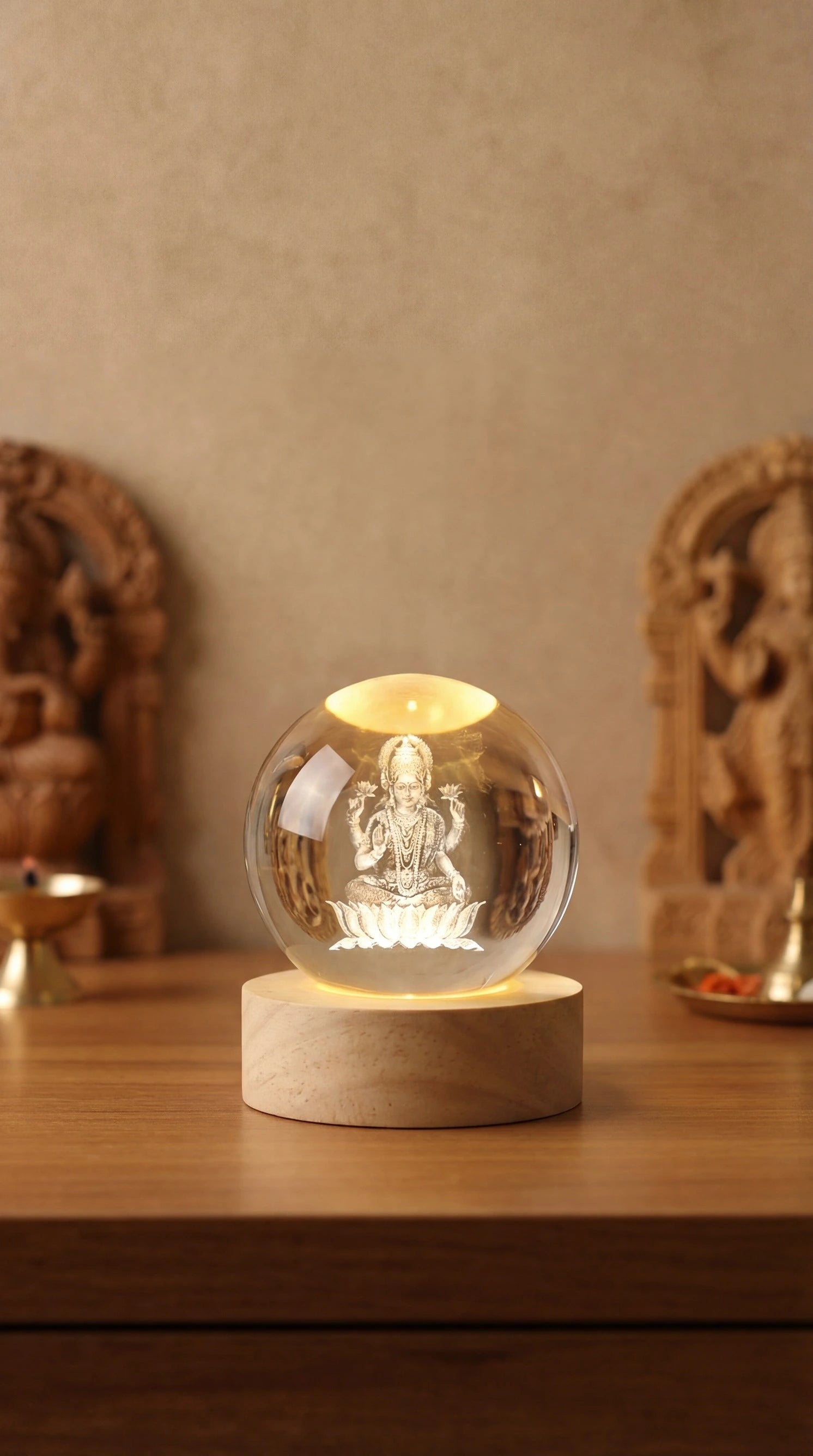 Lakshmi Mata 3D Crystal Ball