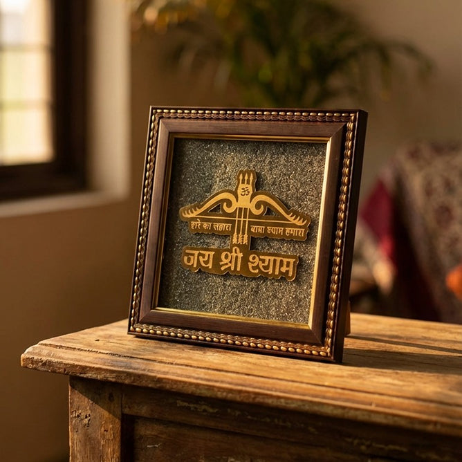 Baba Shyam Ji on Raw Pyrite Frame