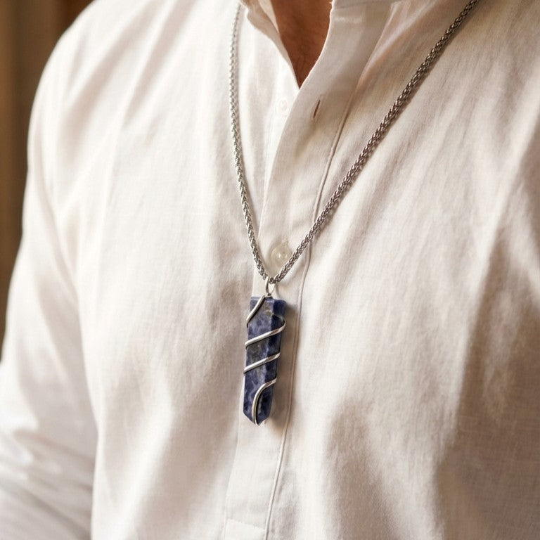 Sodalite Stone Locket with Chain