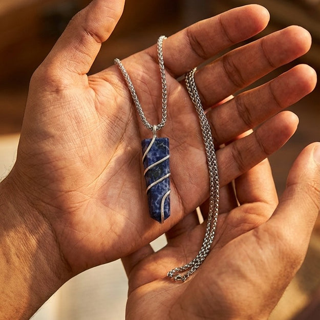 Sodalite Stone Locket with Chain