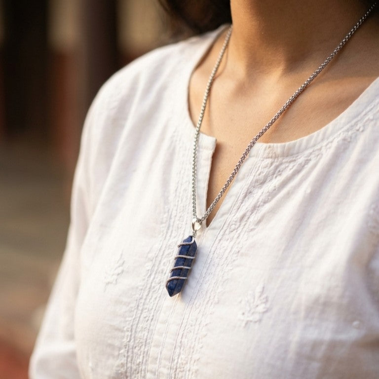 Sodalite Stone Locket with Chain