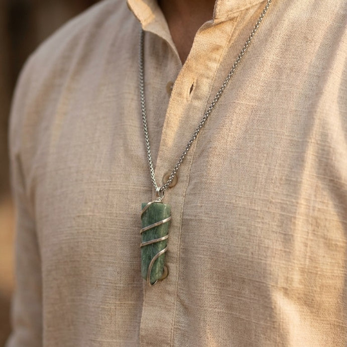 Amazonite Stone Locket with Chain